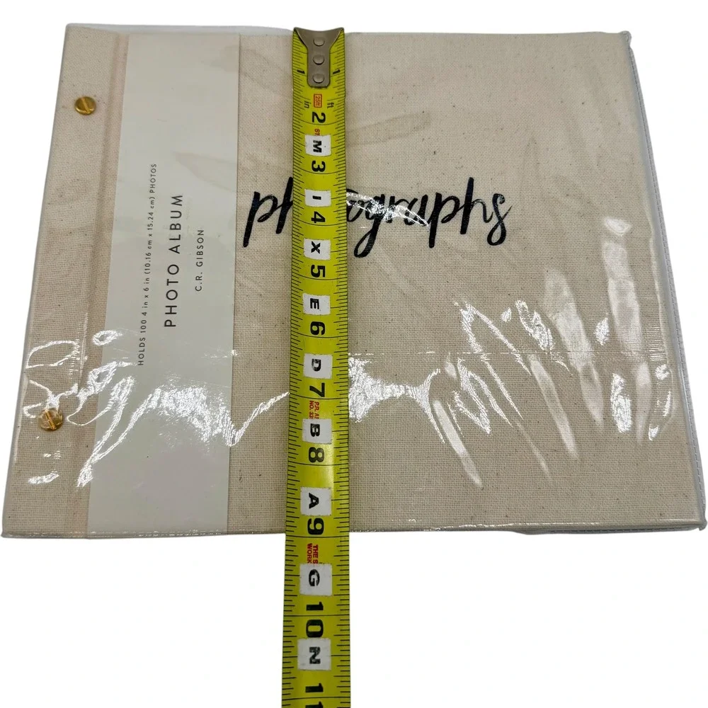 C.R. Gibson Inked Post Bound Photo Album Holds 100 4x6 Photos Canvas New